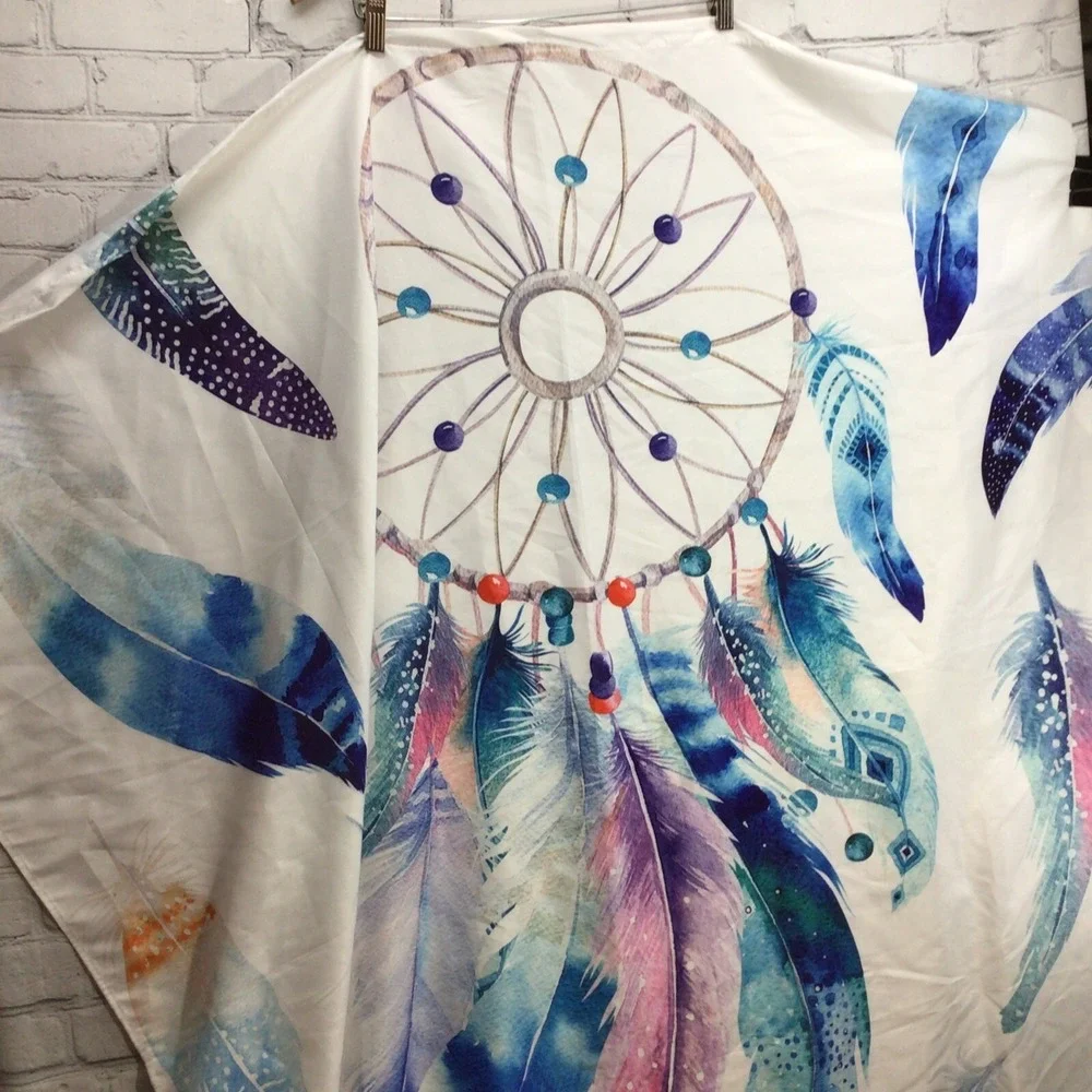 Dreamcatcher Wall Hanging Boho  Curtain Beautiful Feathers Colors White